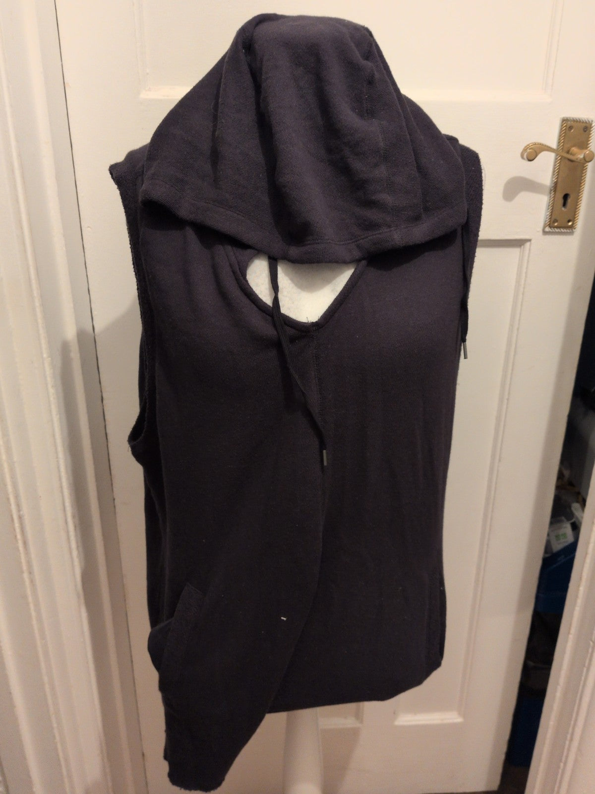 Large Navy Sleeveless Pullover Hoodie Jumpsuit