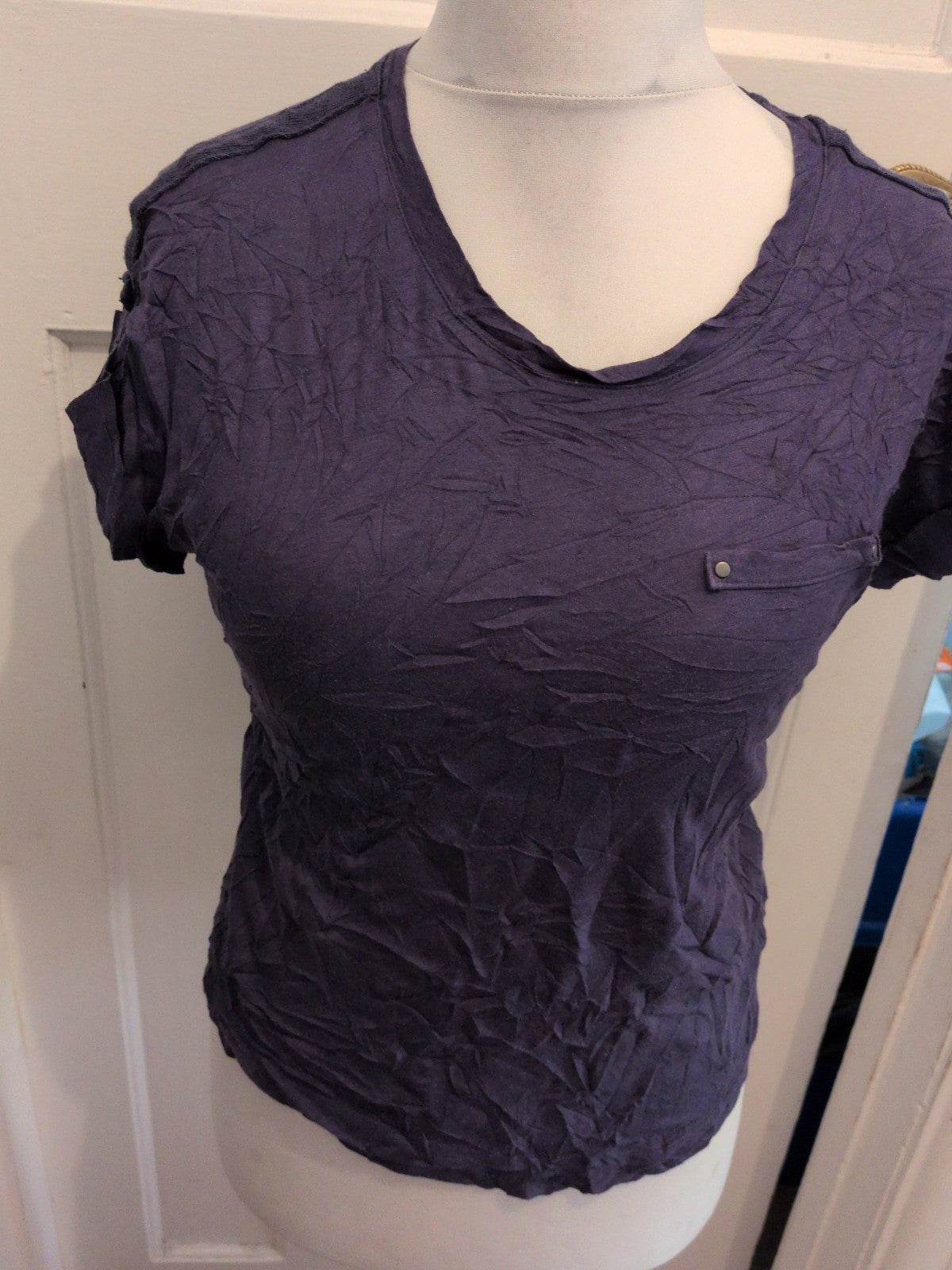 Ladies Marks And Spencer 10 Navy Short Sleeve T-shirt