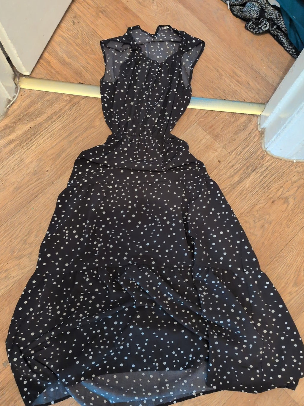 Large Polkadot Sleeveless Open Back Dress