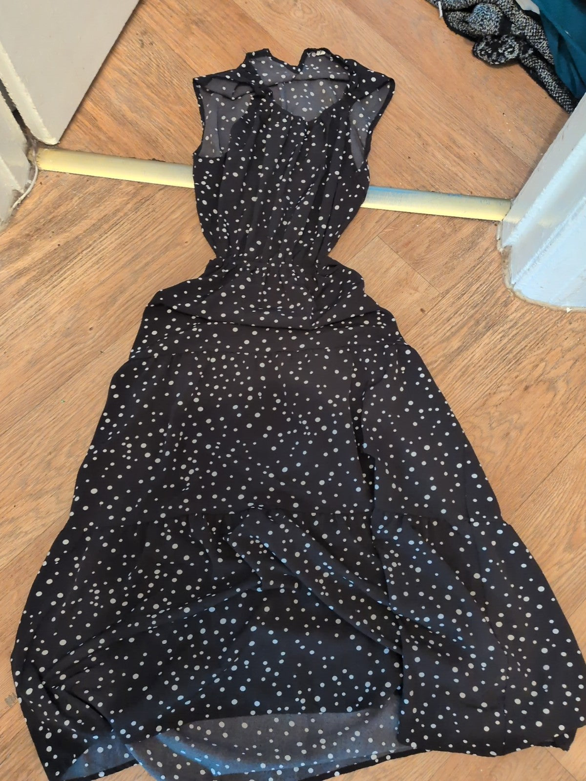 Large Polkadot Sleeveless Open Back Dress