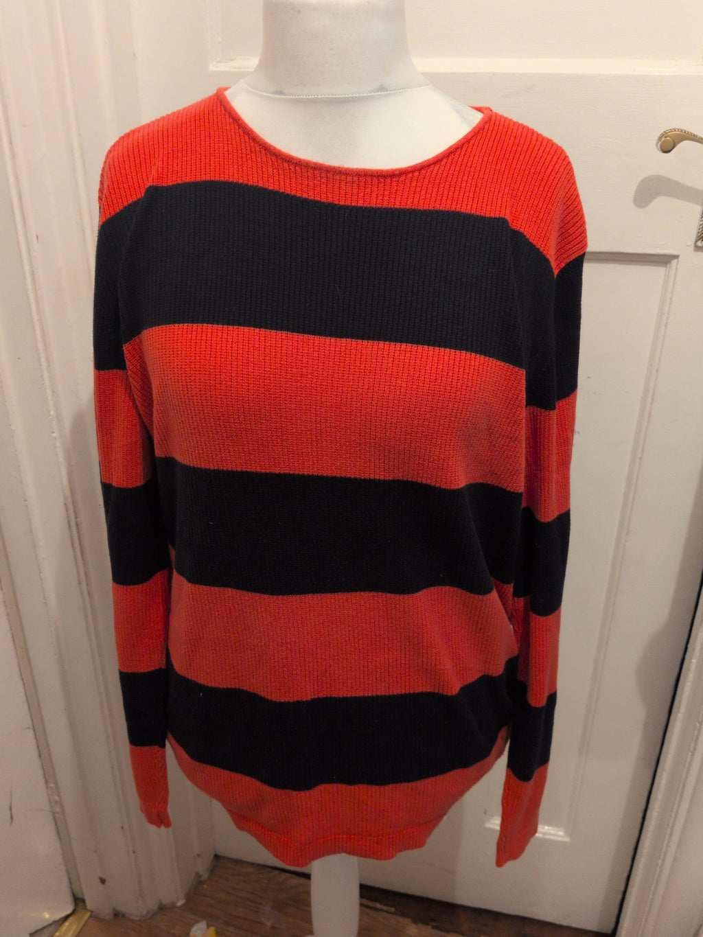 Jack&Jones XL Orange And Black Striped Jumper