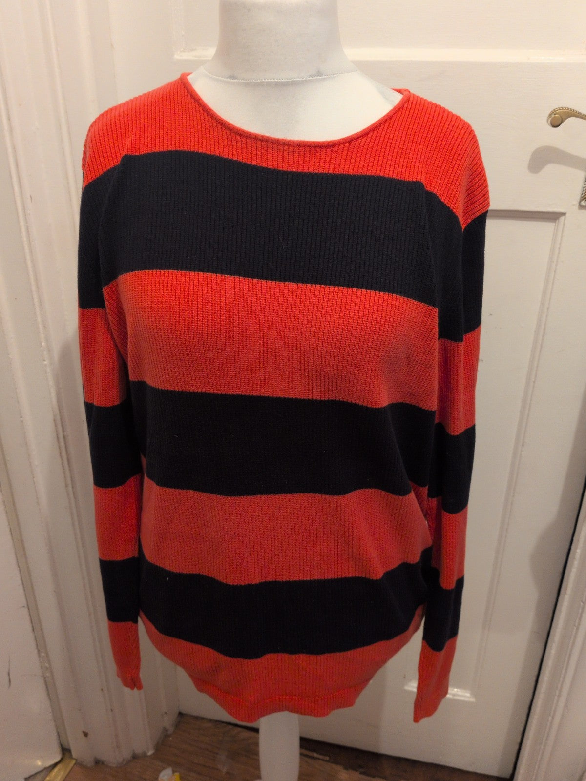 Jack&Jones XL Orange And Black Striped Jumper