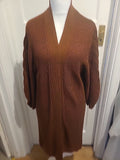 Ladies Threadbare Size 14 Brown Long Sleeve Long Cardigan