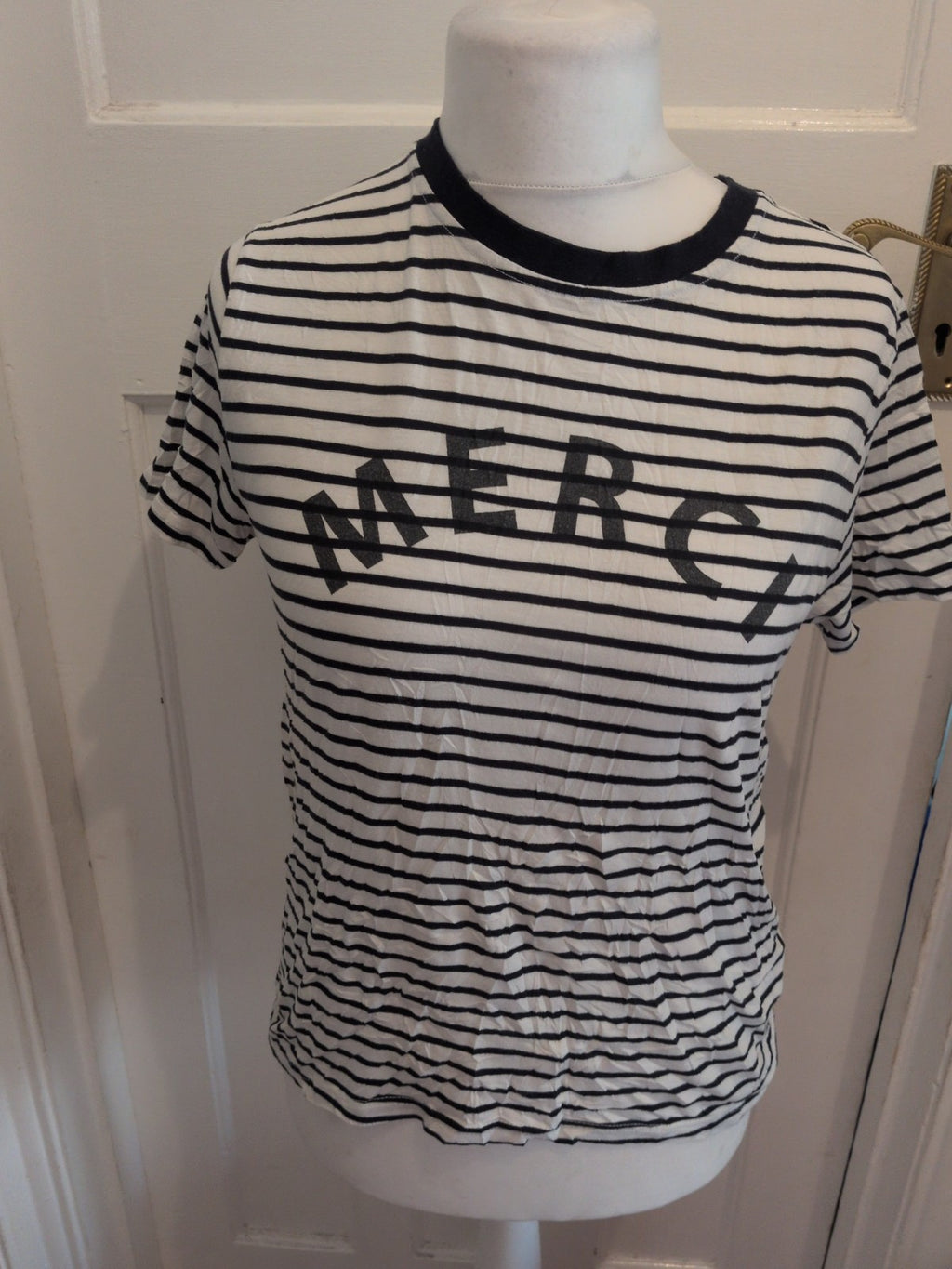 Whistles Large Navy Stripe Short Sleeve T-shirt