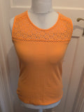 Tu 14 Orange Sleeveless T-shirt With Lace Patterning Around Neck