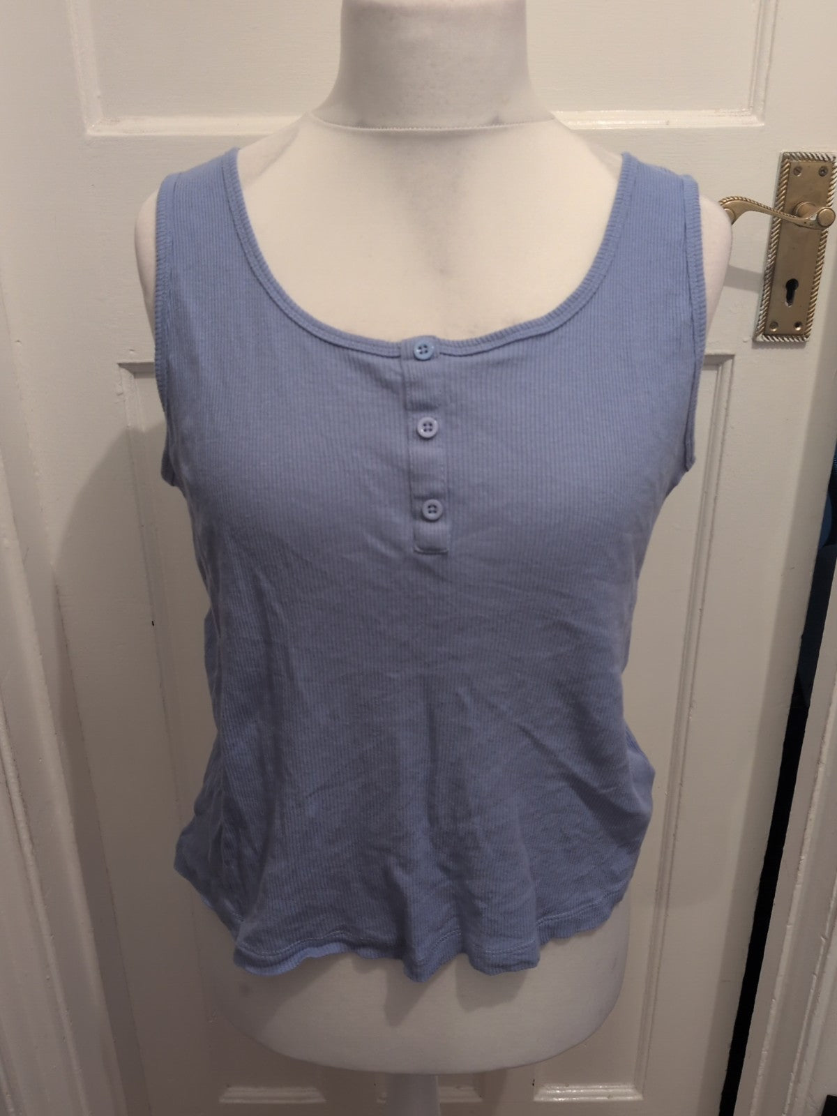 Ladies Woman Size Large Blue Ribbed Sleeveless Cami Top