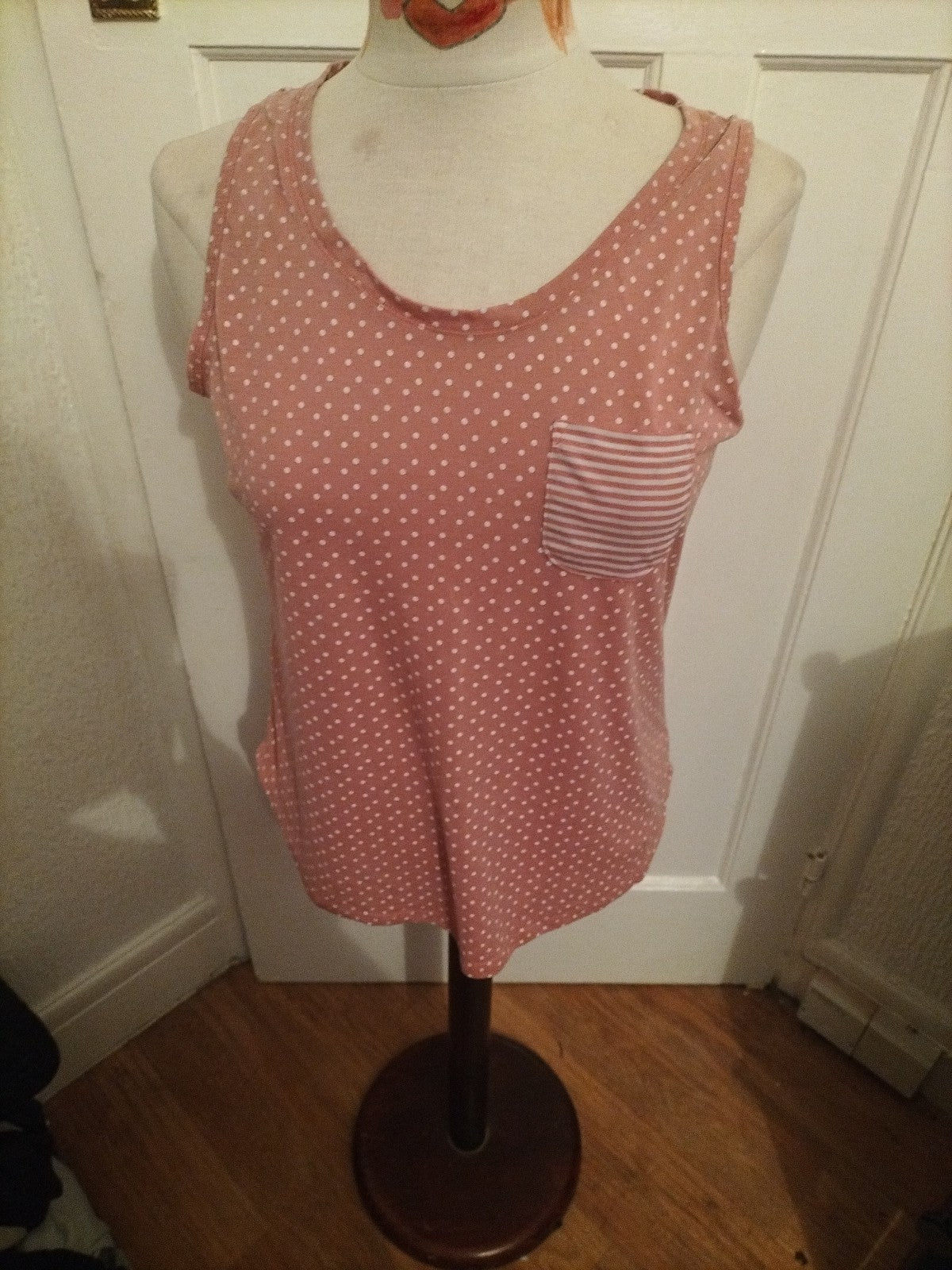 Ladies Matalan Size Medium Pink Polkadot Pyjama Top