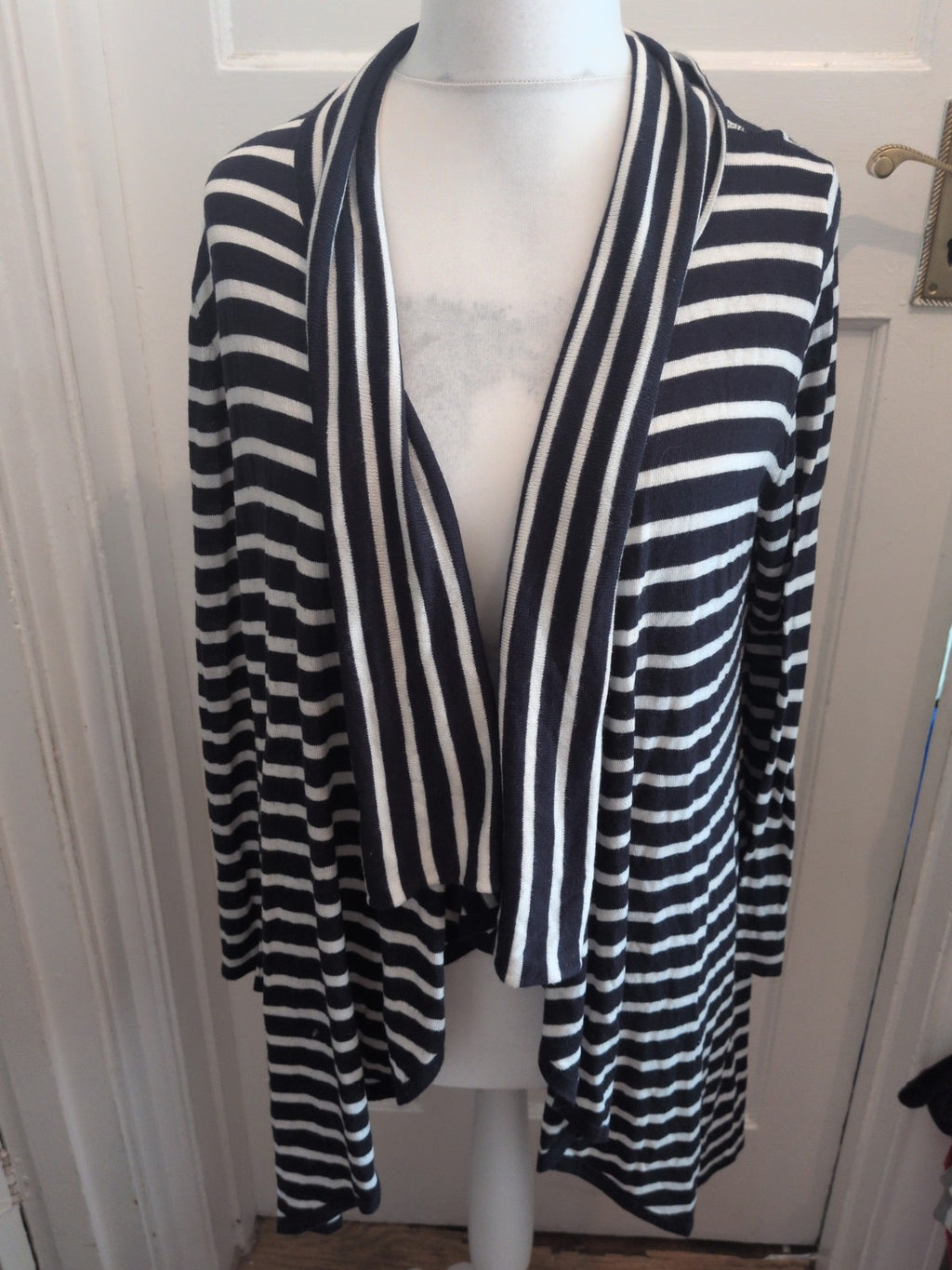 Marble Xl Navy Strip Long Sleeve Open Cardigan