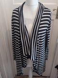 Marble Xl Navy Strip Long Sleeve Open Cardigan