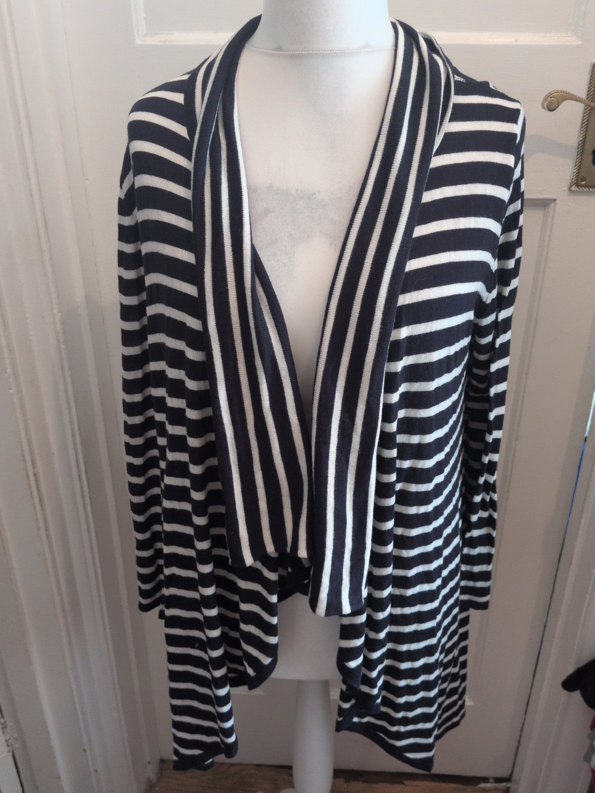 Marble Xl Navy Strip Long Sleeve Open Cardigan