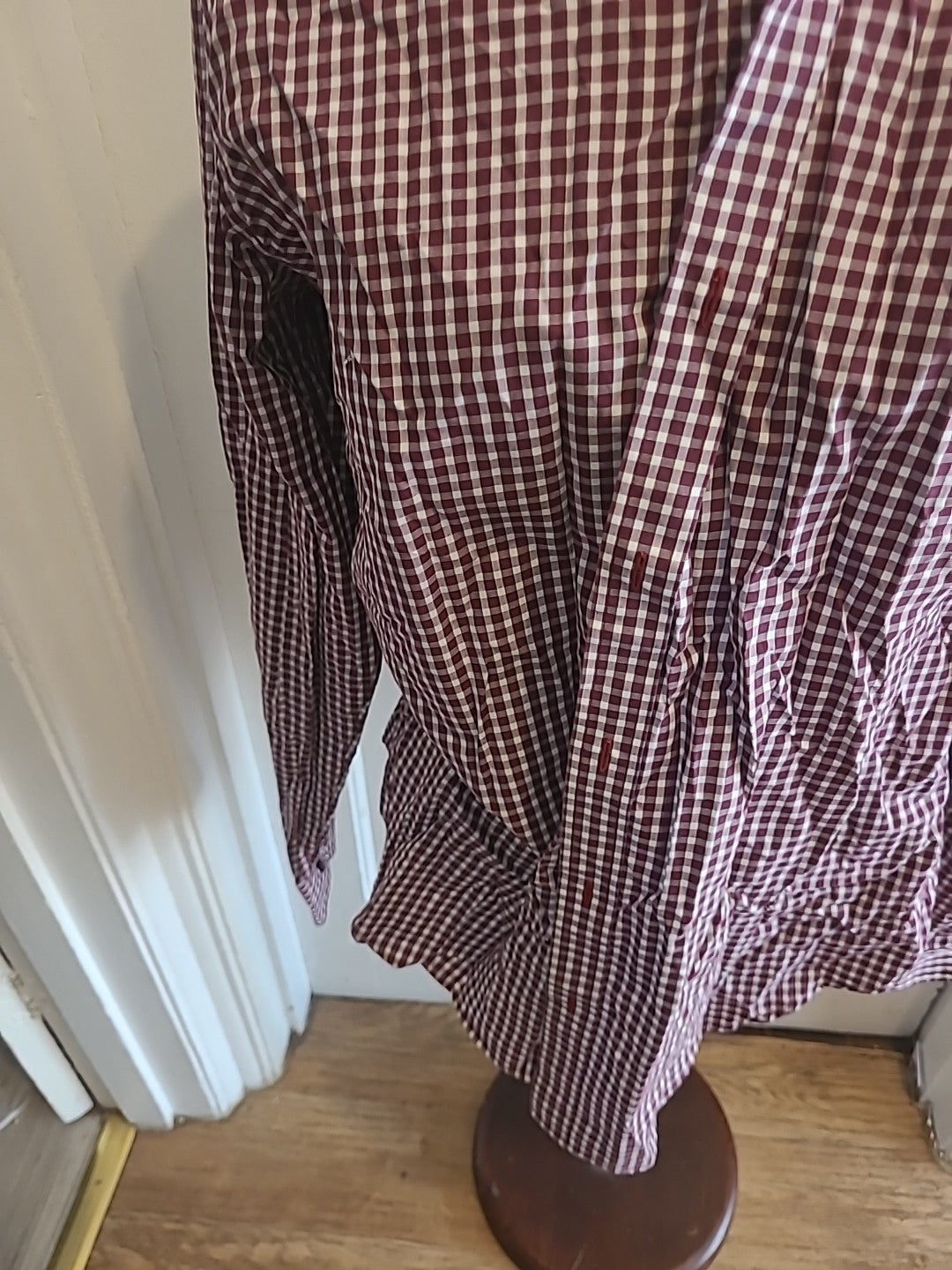 Mens Jeff Banks Size Medium Purple White Check Tailored Fit Long Sleeved Shirt
