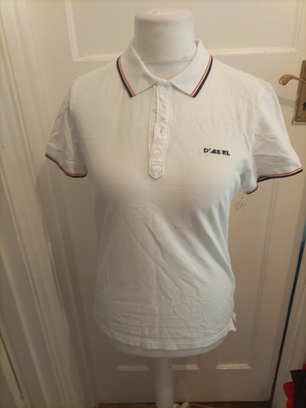 Mens Diesel Size M White Short Sleeved Polo