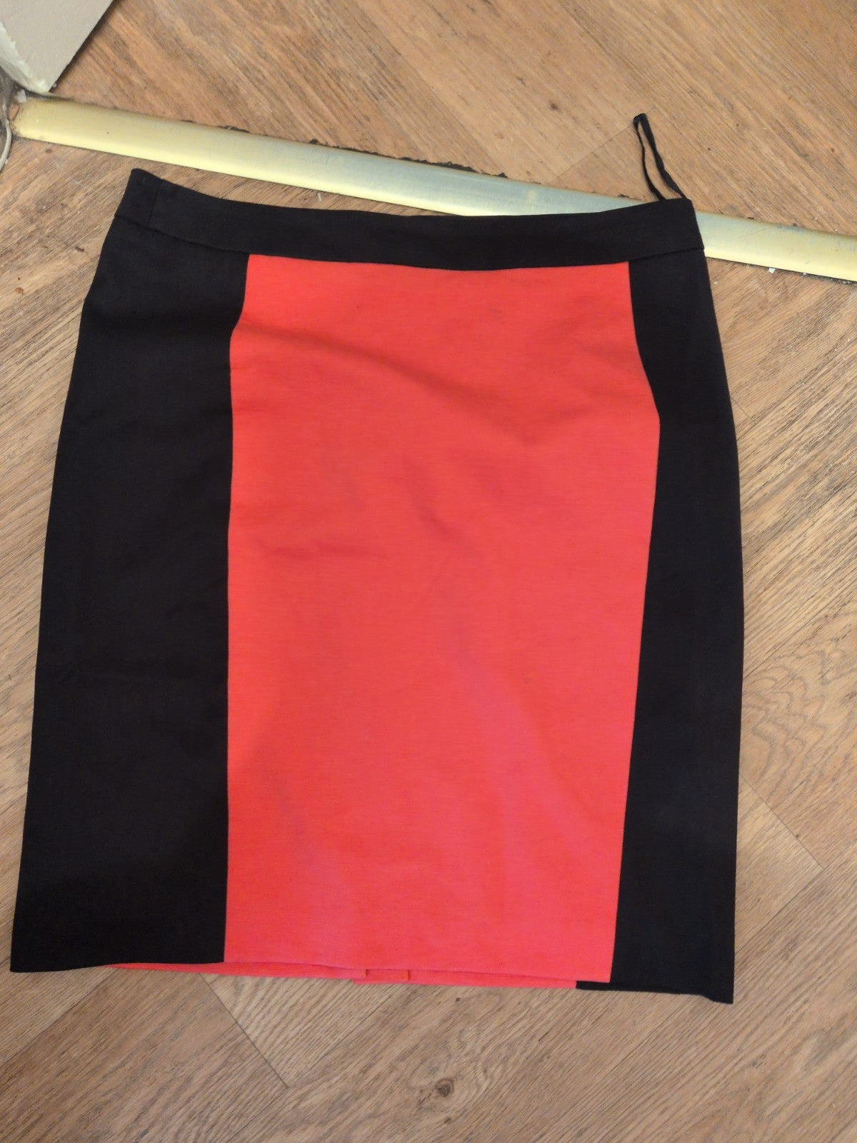 Next 16 Coral And Black Straight Midi Skirt Small Mark On Front