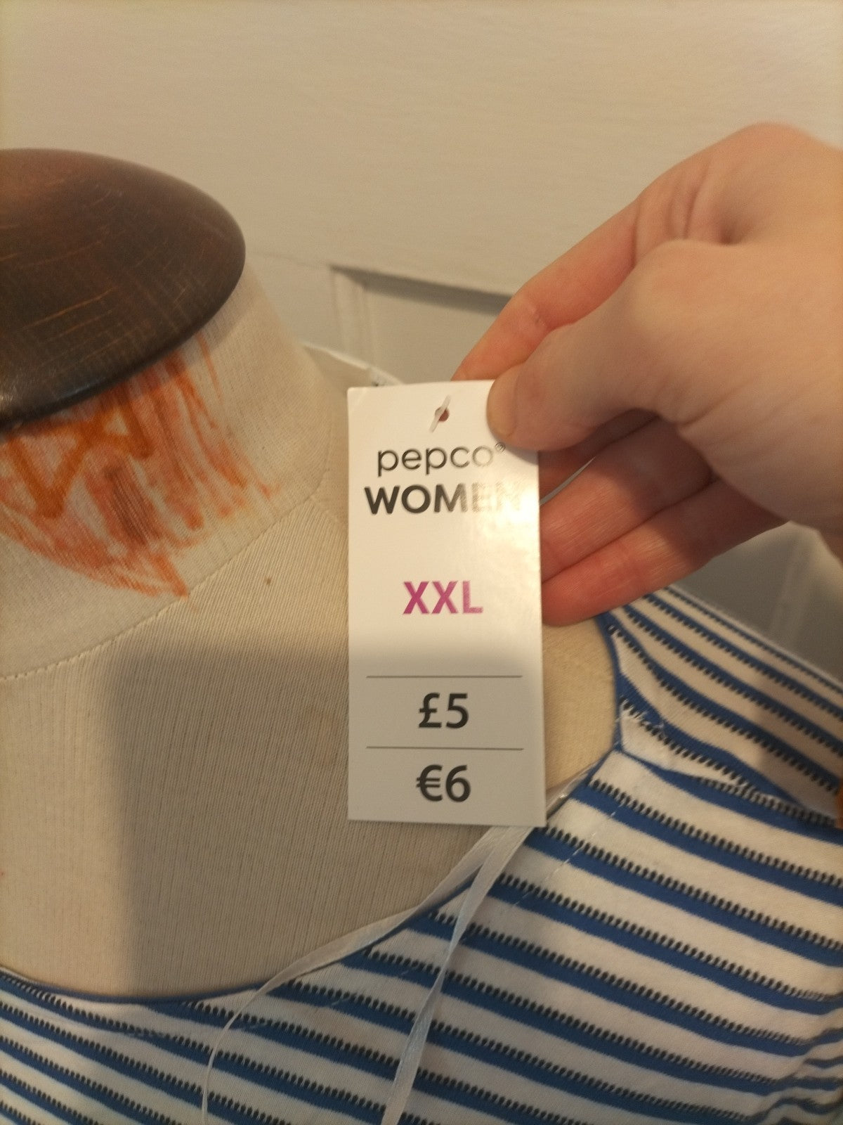 Brand New Ladies Pep&Co Size 2XL Blue And White Striped Top