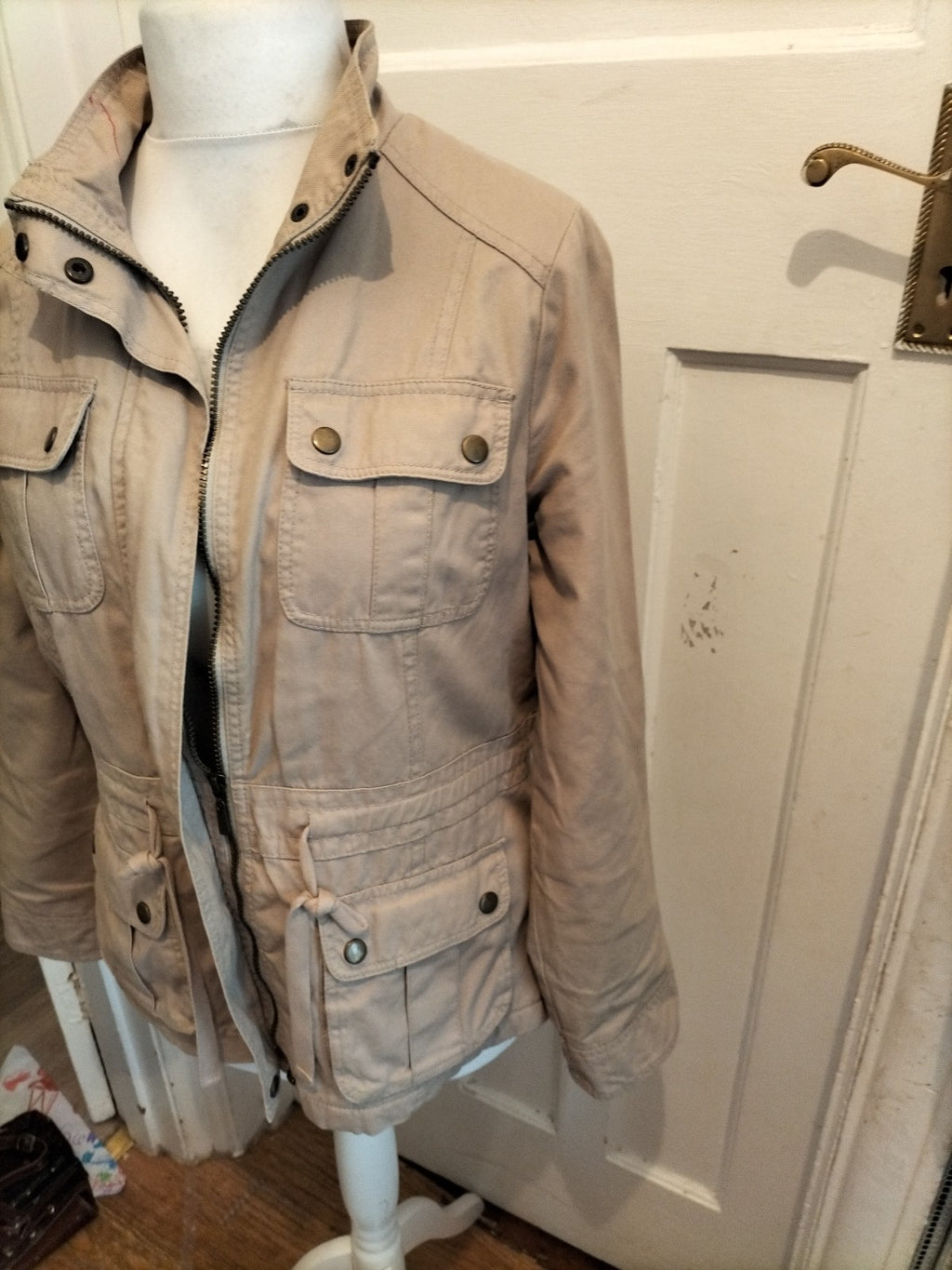 Dorothy Perkins 16 Fleece Lined Beige Full Zip Jacket