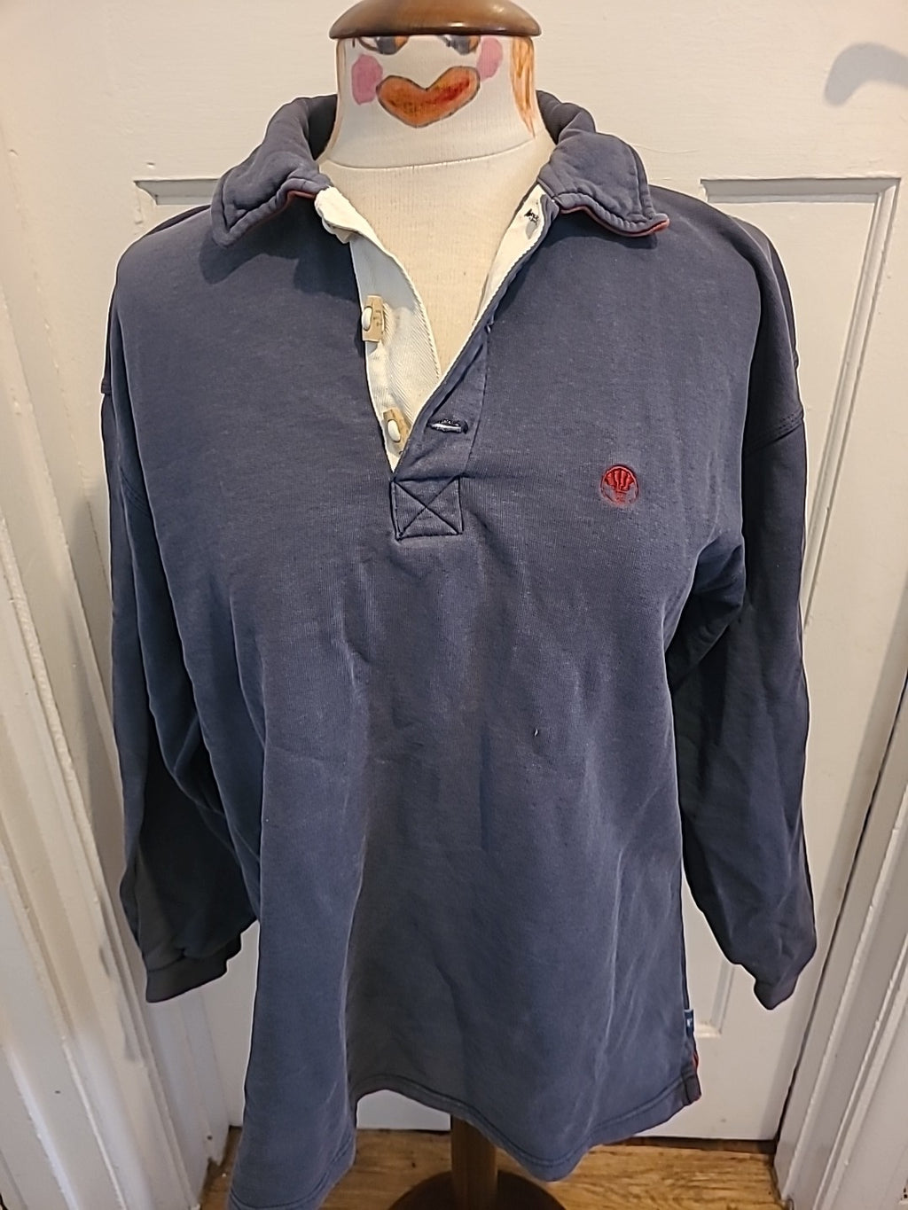 Mens Size Medium Navy Cotton Pullover Jumper(Mark On Cuff)
