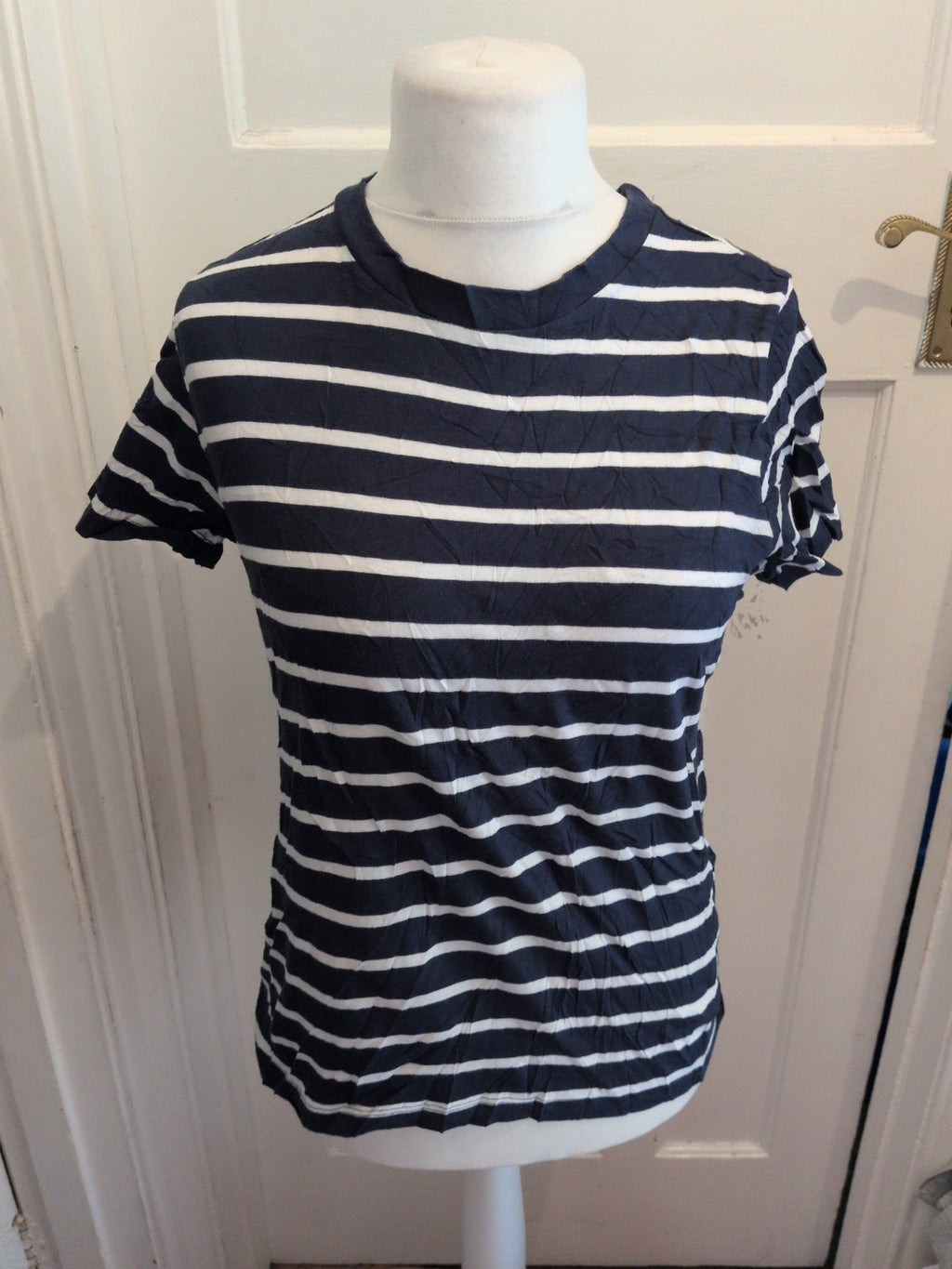 Ladies T-shirt Primark Medium Navy Stripe