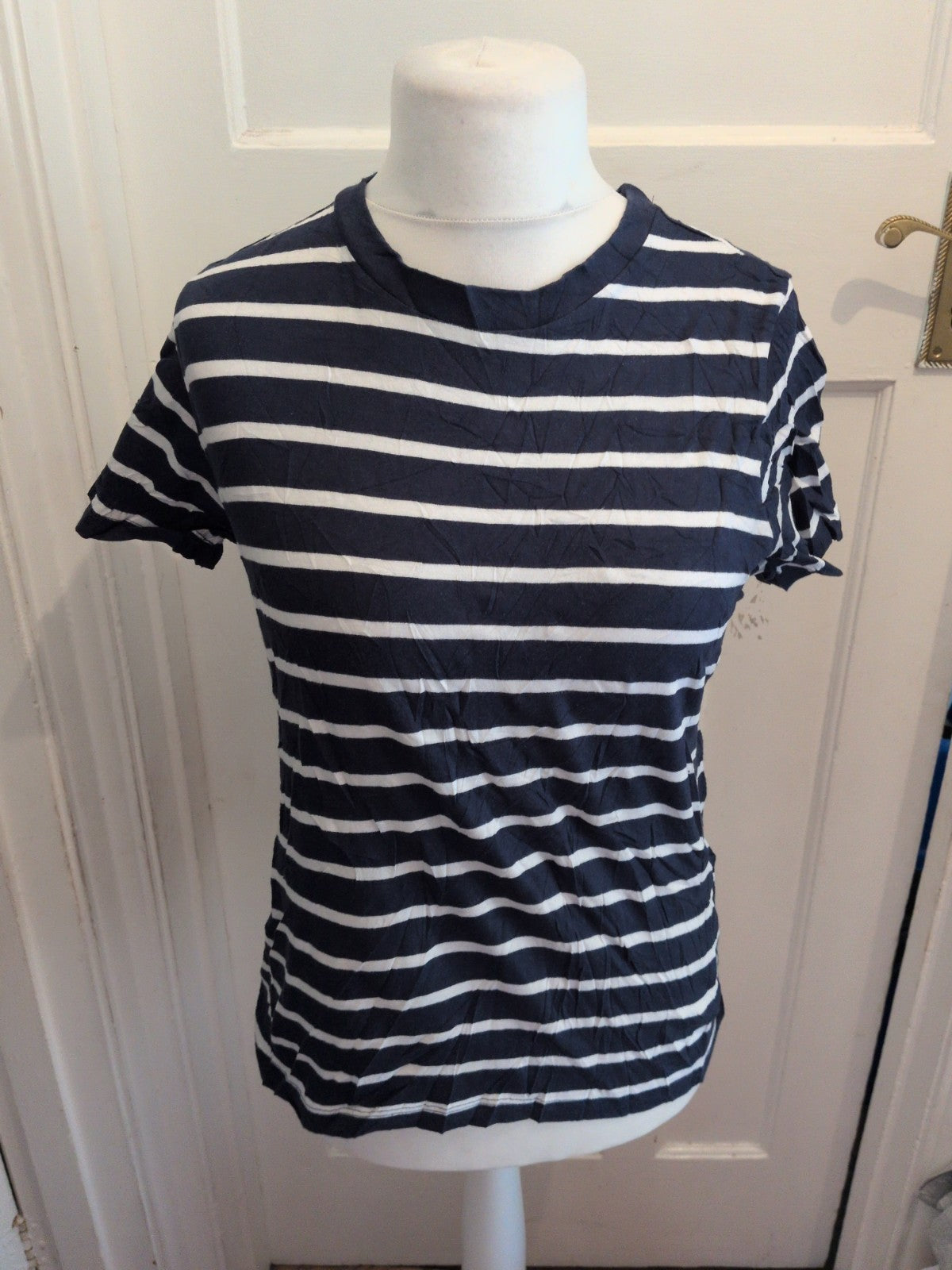 Ladies T-shirt Primark Medium Navy Stripe