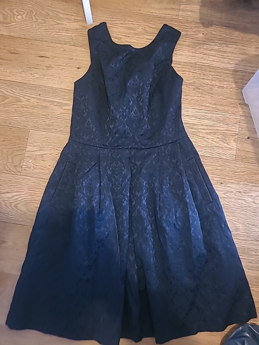 Ladies F&F Size 10 Black Textured Lined Sleeveless Dress