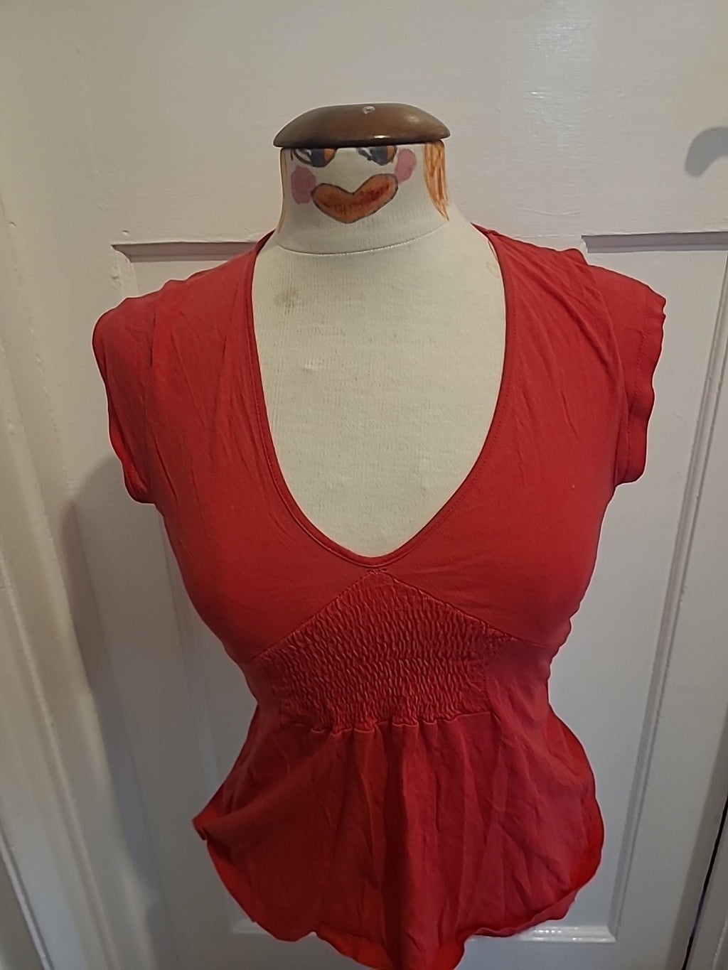 Ladies Zara Size M Red Short Sleeved V Neck Blouse