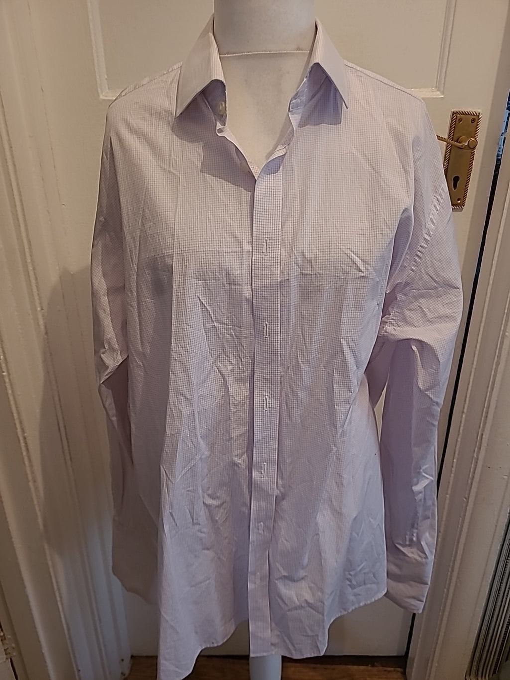 Mens Sartorial Size 18.5 Purple And White Long Sleeved Shirt
