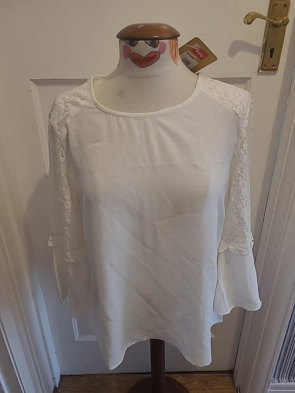 Brand New Ladies Cotton Traders Size 12 Ivory Lace Sleeved Blouse