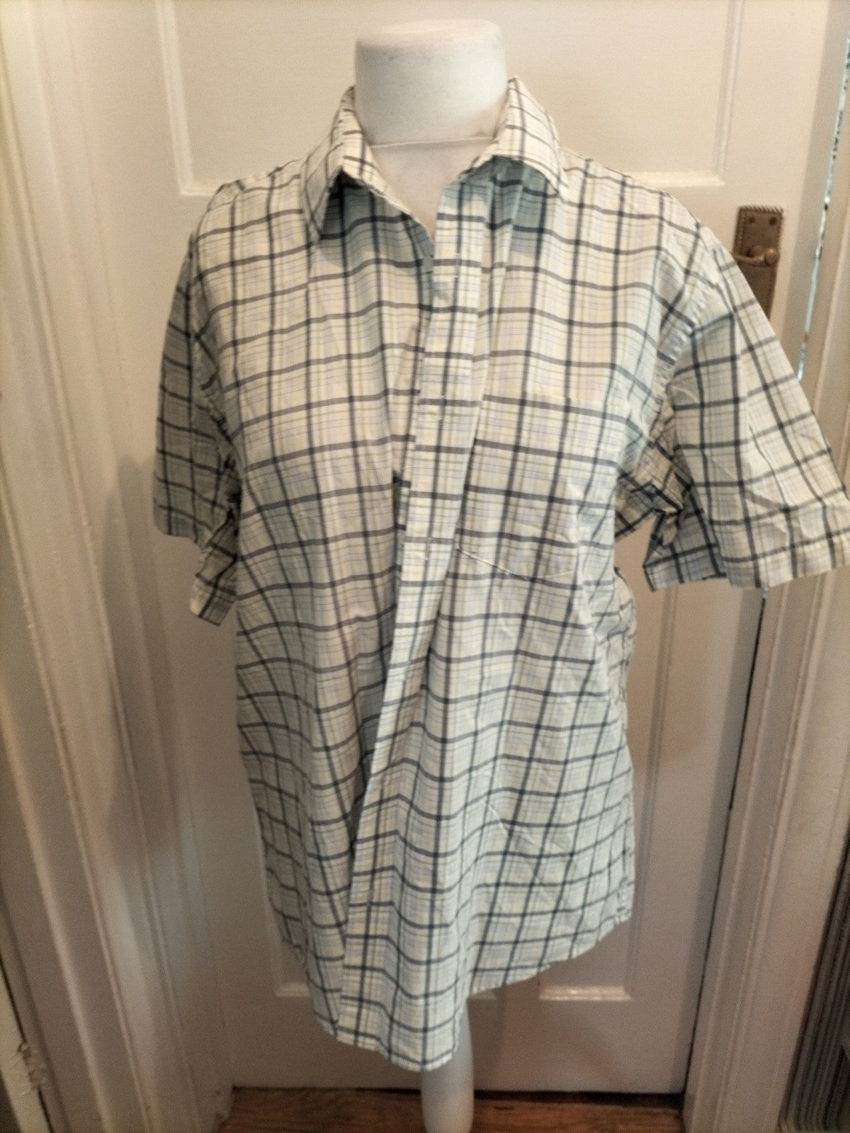 Mens Kingston Size XL Yellow/White/Grey Check Short Sleeved Shirt