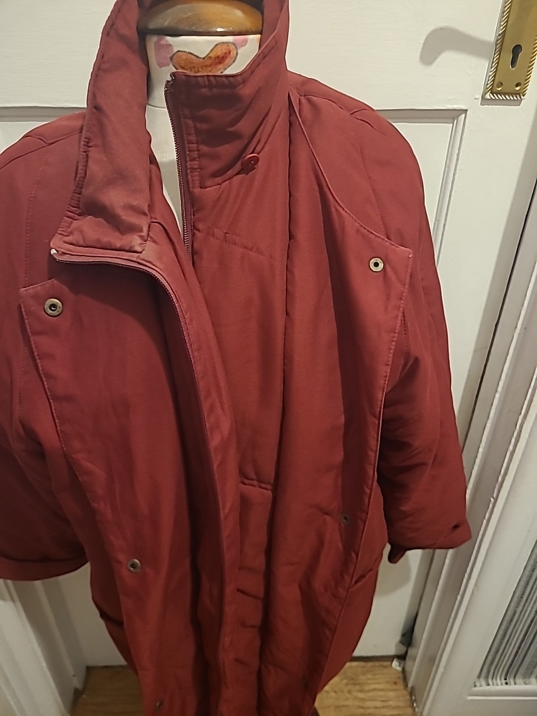 Ladies Canda Size 16 Burgundy Lined Long Sleeved Coat