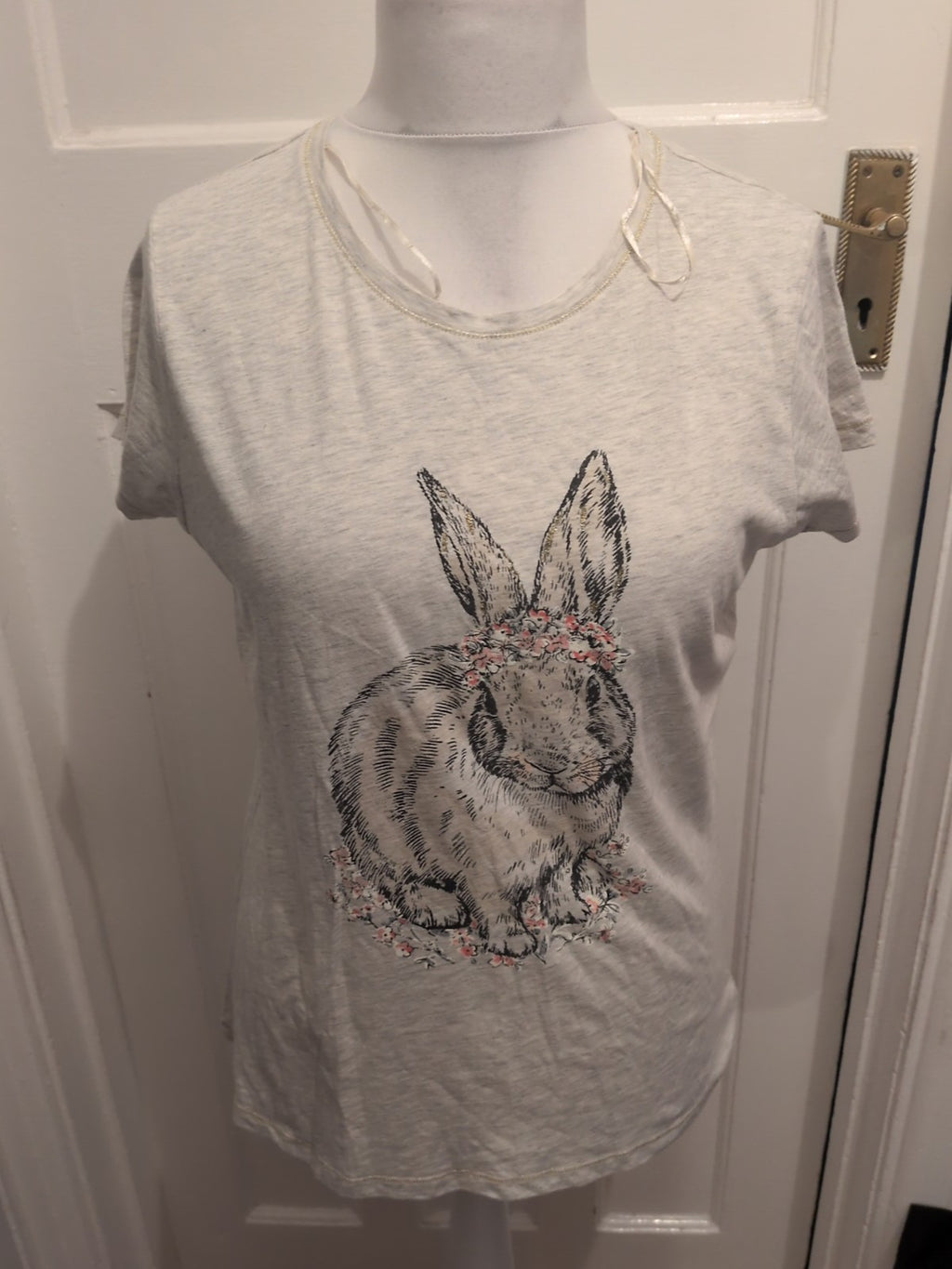 Ladies Matalan Size Medium Stone Rabbit Short Sleeved Pyjama Top