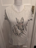 Ladies Matalan Size Medium Stone Rabbit Short Sleeved Pyjama Top