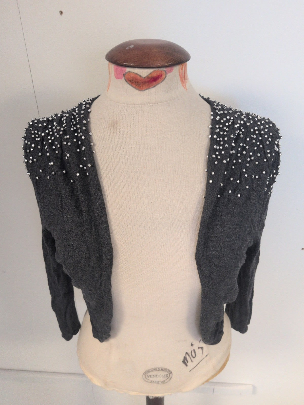 Divided 14 Grey With Silver Balls 3/4 Sleeve Open Top