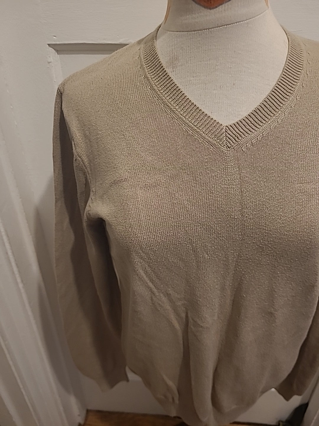 Mens Blue Harbour Size Small Natural V Neck Pullover Jumper