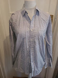 Mens BHS Size 16.5 Navy And White Striped Long Sleeved Shirt