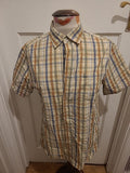 Mens Burton Size M Pale Yellow/Orange/Blue Check Short Sleeved Shirt