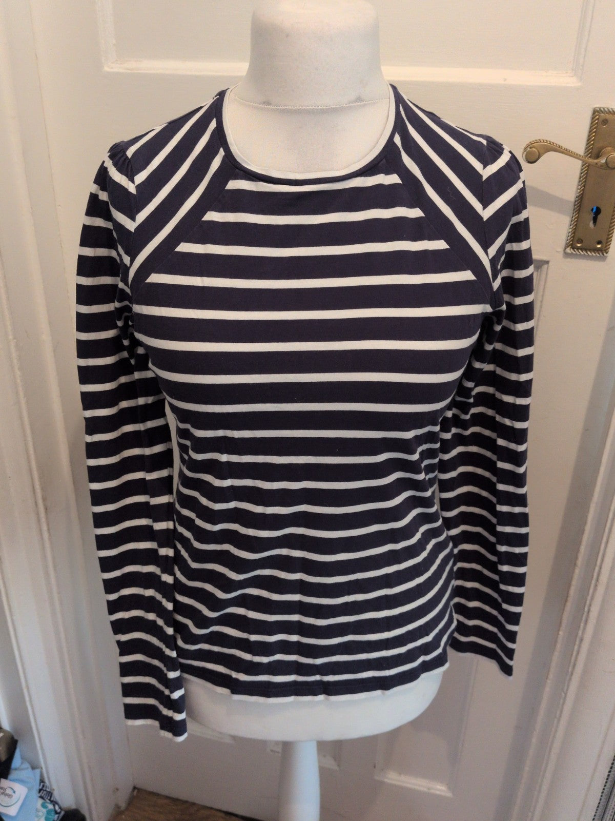 Boden 12 Navy Stripe Long Sleeve T-shirt