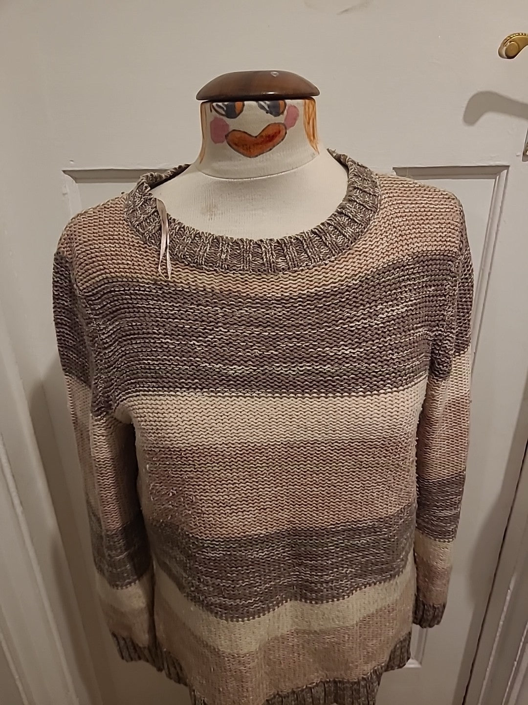Ladies Damart Size 14/16 Brown/Beige Pullover Jumper