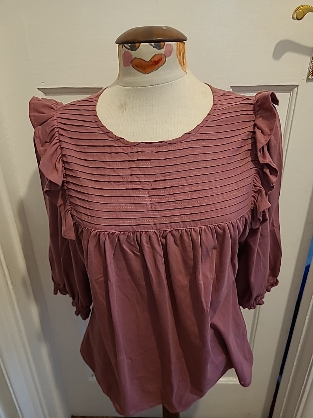 Ladies Mountain Warehouse Size 10 Purple Pleated Long Sleeved Tshirt