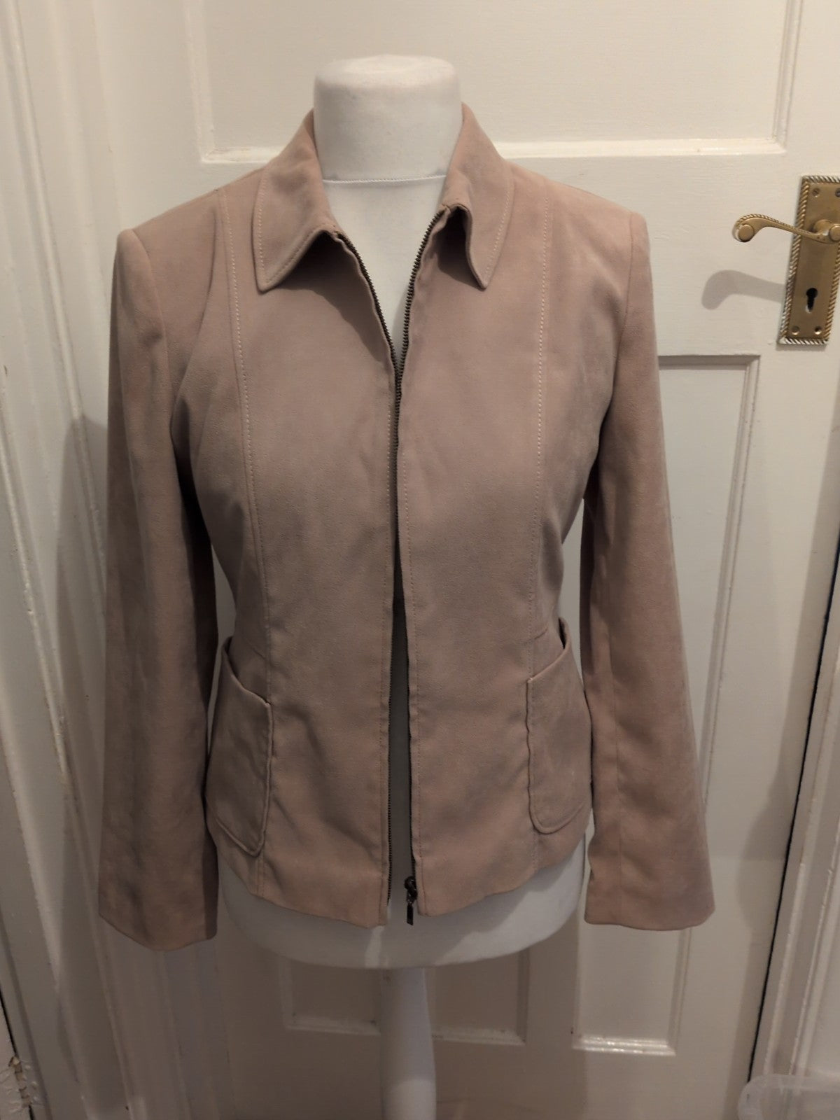 Primark 12 Pale Beige Full Zip Padded Lined Blazer