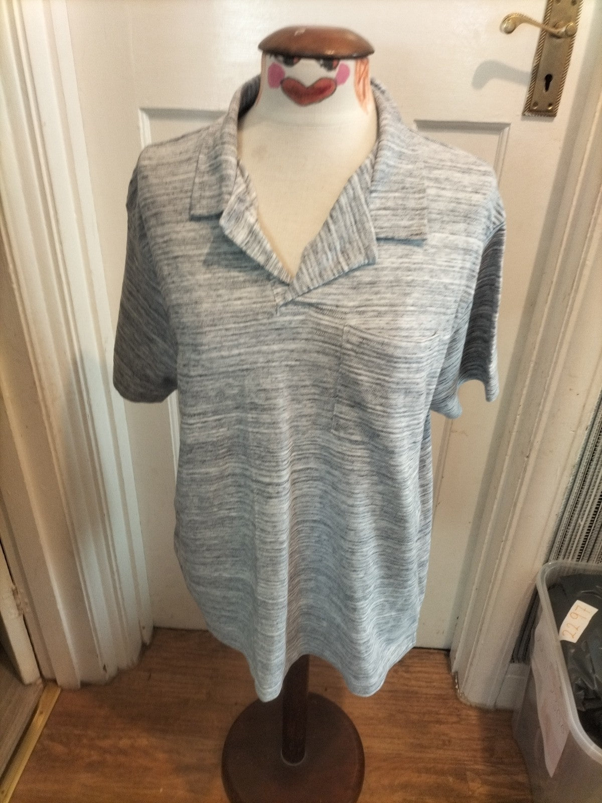 Mens Peacocks Size Xl Grey Fleck Short Sleeved Polo