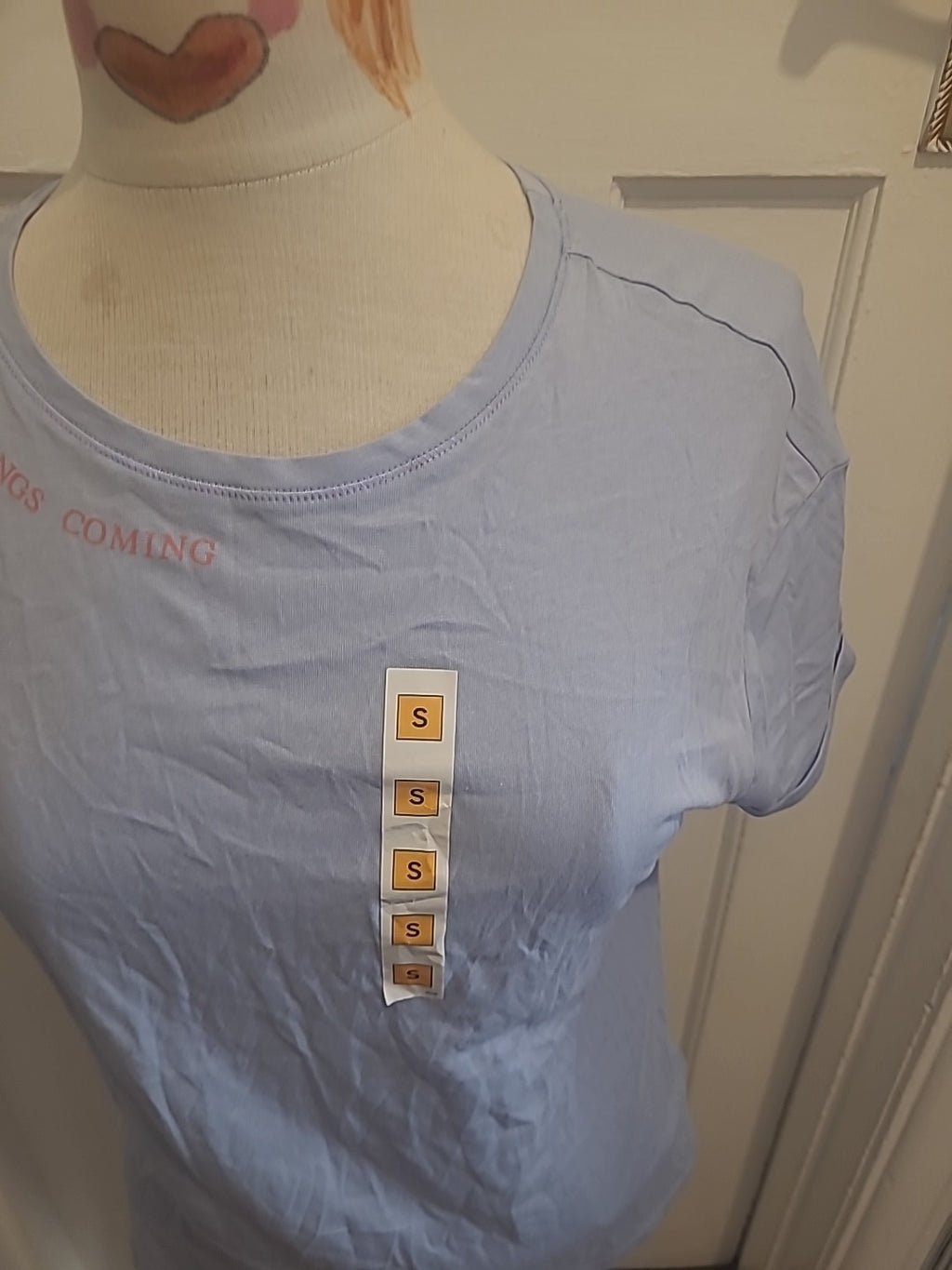 Ladies Marks And Spencer Size Small Ice Blue Short Sleeved Pyjama Top
