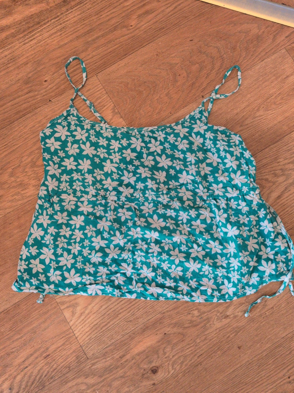 George 10 Turquoise And White Floral Sleeveless Cami Top