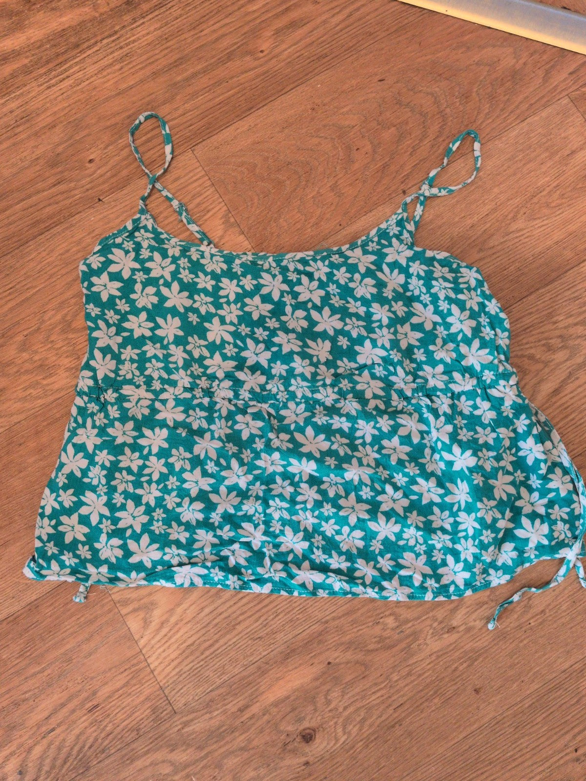 George 10 Turquoise And White Floral Sleeveless Cami Top