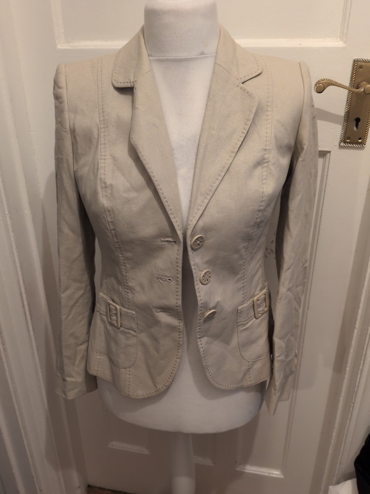 Marks And Spencer 10 Flax Padded Lined Blazer