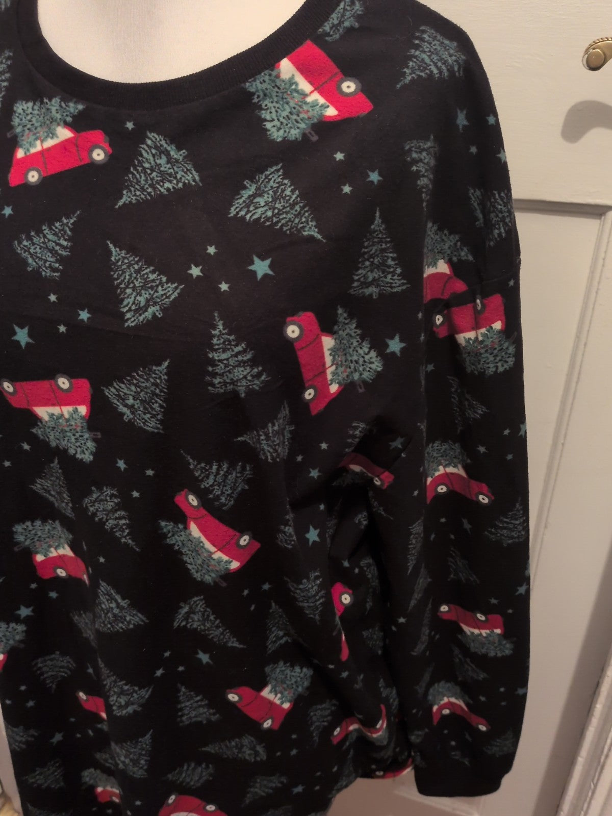 Mens Peacocks Size 3xl Black Car Pattern Long Sleeved Pyjama Top