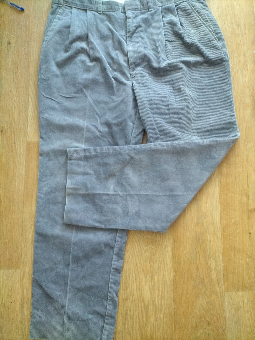 Mens St Michael Size 40/31 Light Grey Ribbed Coderoy Trousers