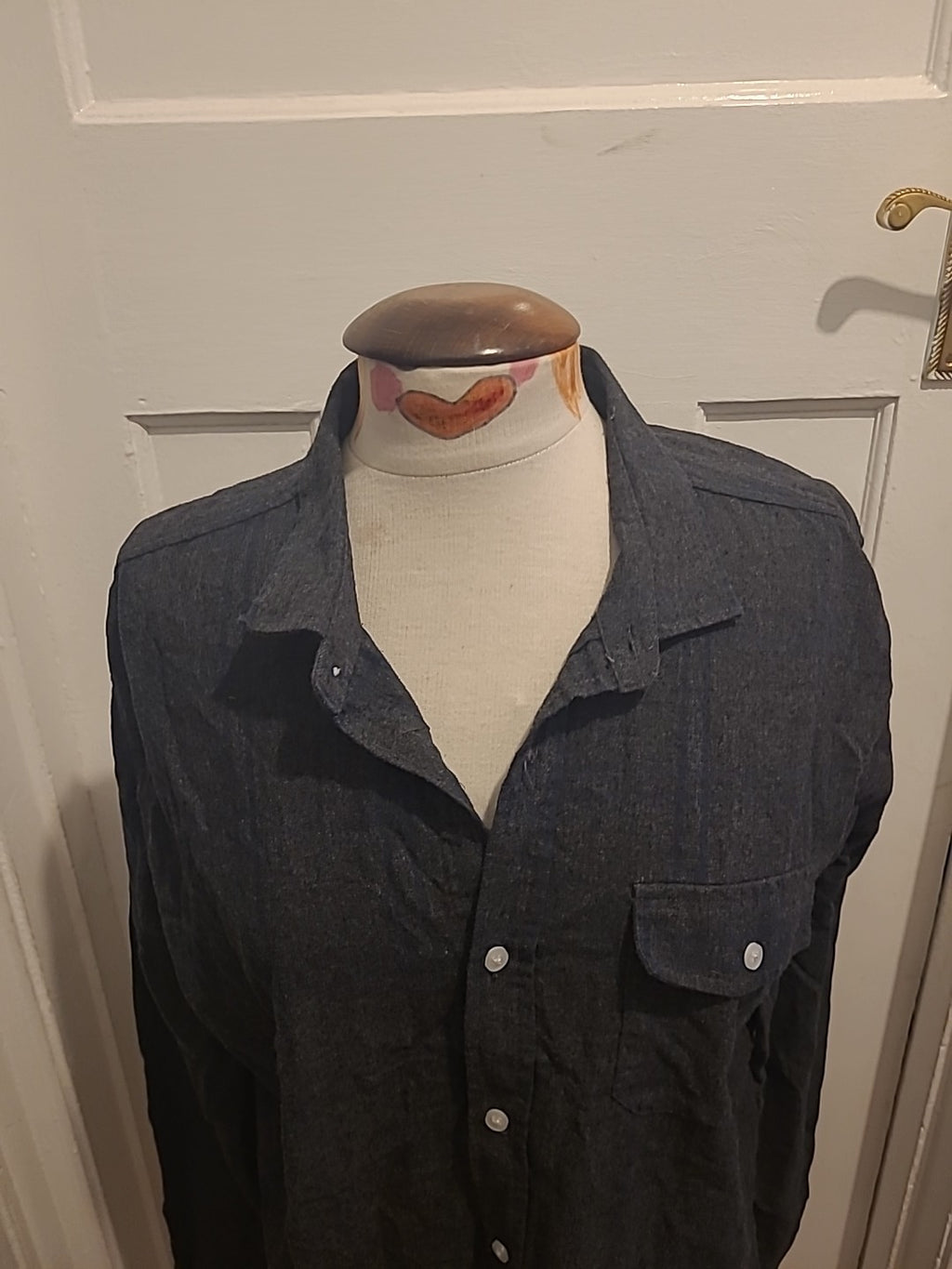 Mens Threadbare Size XL Grey/Blue Long Sleeved Shirt