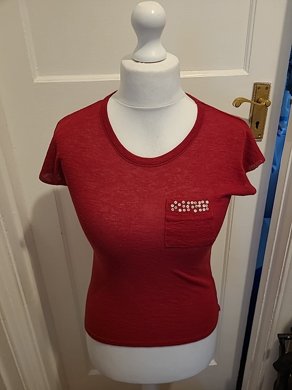 Ladies Angel Size Xxs Red Short Sleeve T-shirt