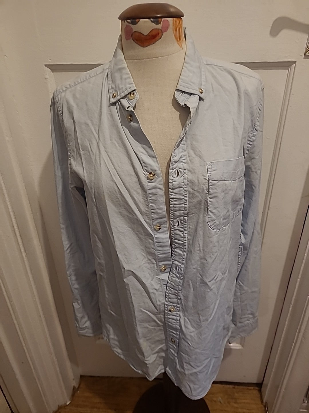 Mens Boohoo Size Medium Pale Blue Long Sleeve Shirt