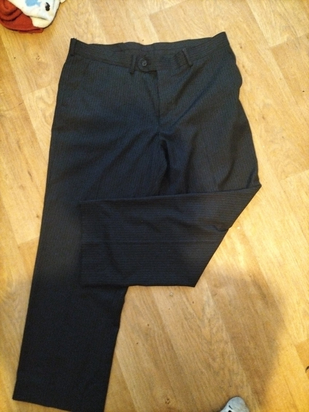 Mens 38S Black Pinstripe Trousers