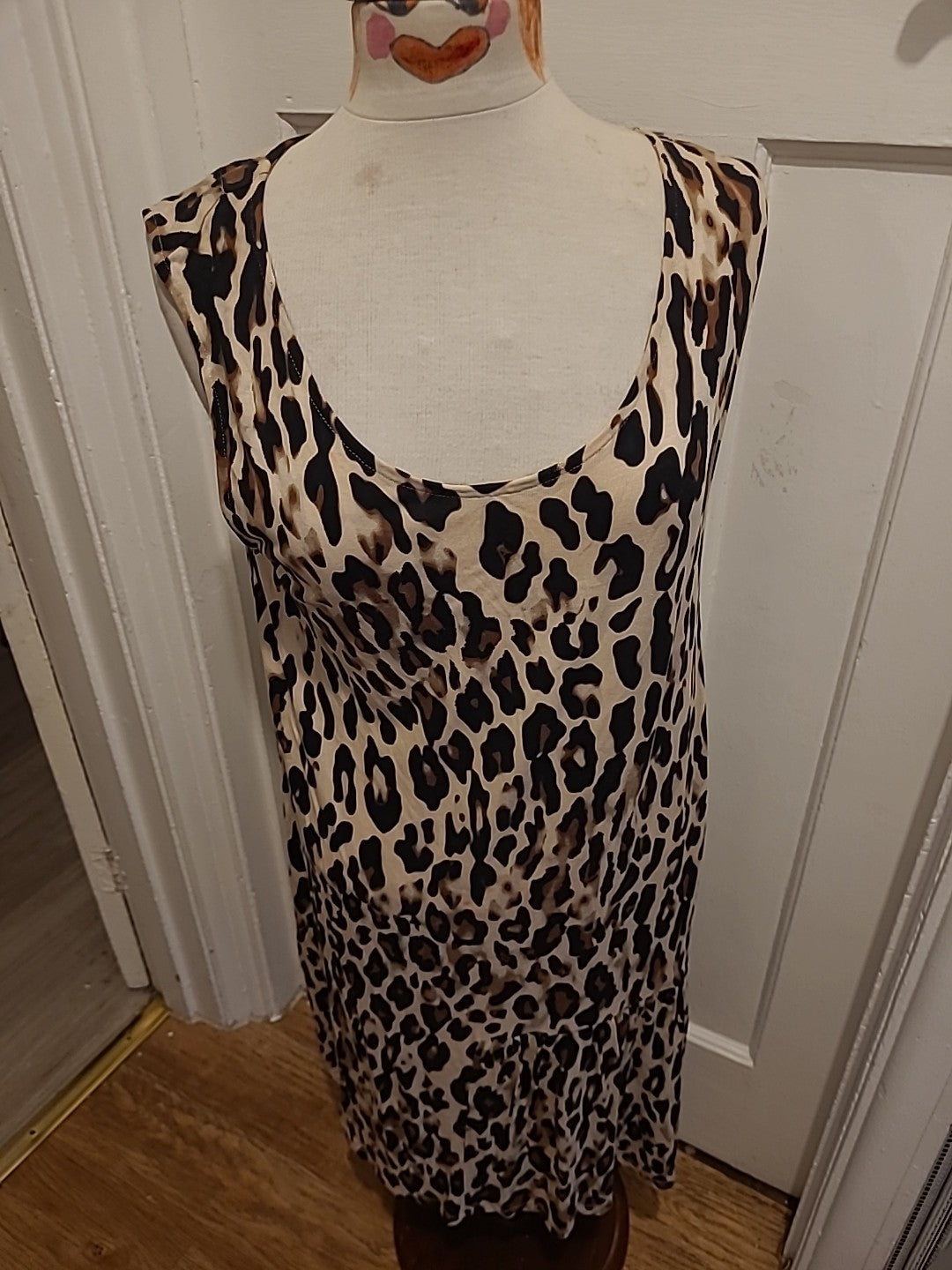 Ladies Marks And Spencer Size 12 Leopard Print Sleeveless Scoop Neck Dress